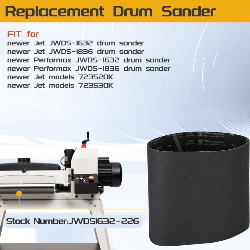 P Polerden Drum Sander Conveyor Belt 120 Grit, 17-3/8" x 38" for Jet JWDS-1632 Conveyor Belt and Performax JWDS-1836 Feed Belts, Fit for newer Performax/Jet JWDS-1632 and JWDS-1836 Drum Sander - Image 4